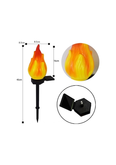 Trendooze Güneş Enerjili Bahçe Lambası, Alev Efekti, Su Geçirmez, Ip55, Modern Tasarım