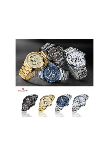 Mızums Erkek Moda Alaşımlı Kasa Paslanmaz Çelik Bantlı Saat İş Takvimi Su Geçirmez Kuvars Kol Saati Titanyum
