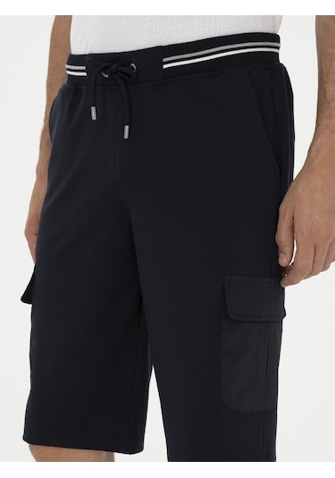 Cacharel Lacivert Slim Fit Kargo Cepli Şort