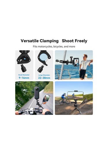 Telesın Te-hbm-004 Kamera Montajı Kelepçe Montajı Bisiklet Siyah