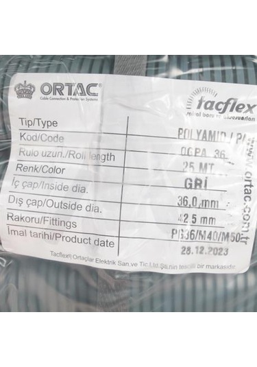 Ortaç Pg-36 Gri Polyamıd Spiral Ogpa-36 1 Paket 25 Metre