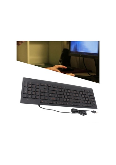 Tenfowee Usb Kablolu Sessiz 108 Tuşlu Çin Klavyesi, Dayanıklı Taşınabilir Abs Malzeme, Ev Ve Ofis İçin Hızlı Tepki