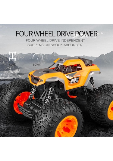 Kumandalı 33 Cm Dev Off-road Araba 15km/h Hızlı, Şarjlı, 2.4ghz Rc Tırmanıcı Arazi Aracı 9030-3f - Turuncu