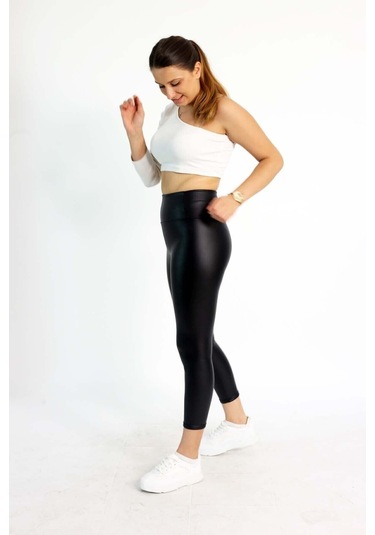 Içi Kürklü Deri Tayt SiYAH