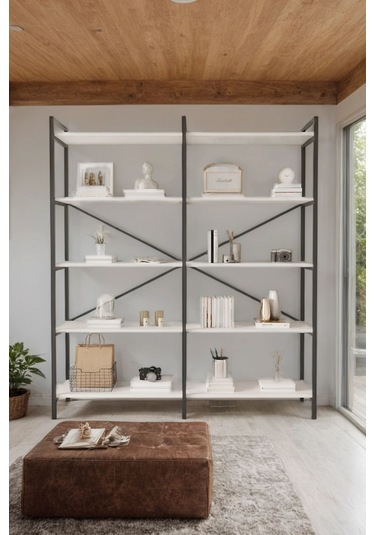 Nilamu Beyaz 150 Cm Kitaplık / Organizer / Ofis / Ev / 5 Raflı Kitaplık/ 150 170 34 Beyaz