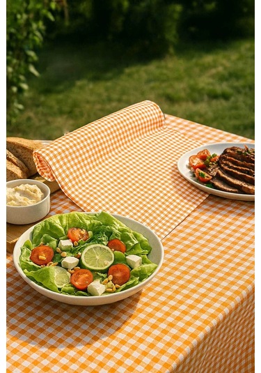 Zefir Desen Sofra Bezi Masa Örtüsü 170 X 170 Cm Turuncu Çok Renkli