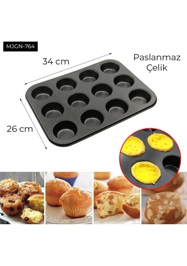 12 Gözlü Kek Kalıbı Çok Renkli