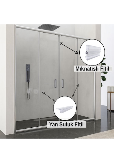 Ayrıntıshop Duşakabin - Cam Kabin Kapı Mıknatıslı Conta Set Takımı 4-6mm Şeffaf