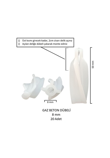 Gaz Beton Ytong Dübeli 8 Mm 20 Adet