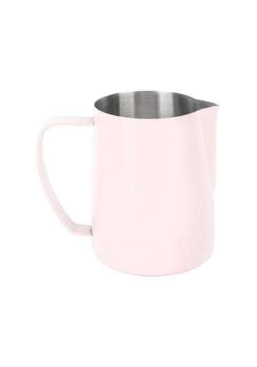 Konesam 304 Paslanmaz Çelik 480ml İç Ölçülü Uçlu Ağız Latte Kahve Süt Köpük Kupa Pembe