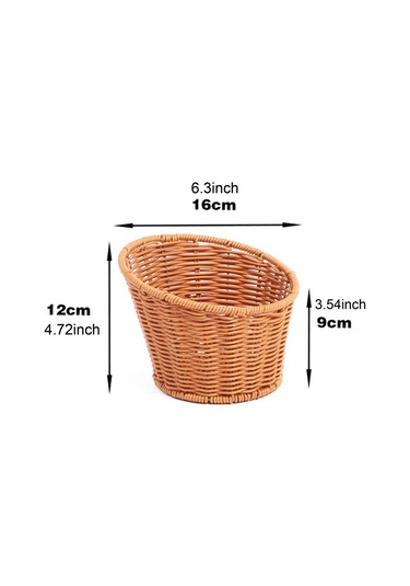 Homyl Dokuma Yuvarlak Sepet Atıştırmalıkları 16x12x9cm Kahverengi