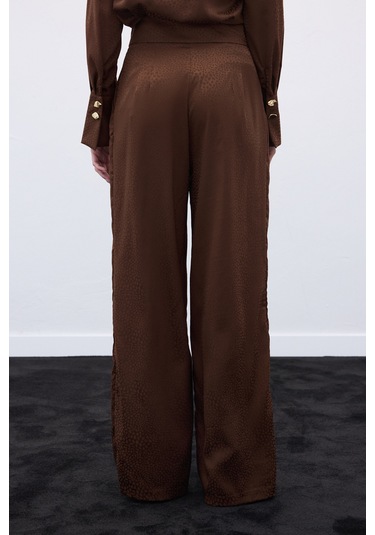 Sateen Jakarlı Pantolon - Kahve-136609 Kahve