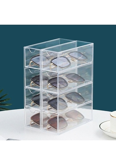 Tongxida 4 Katmanlı Akrilik Çekmece Vitrini, Toz Geçirmez, Şeffaf Masaüstü Saklama, Yeniden Kullanılabilir Diğer