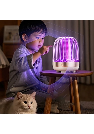 Xuweiwei Mavi 2 İn 1 Usb Sarj Edilebilir Sivrisinek Oldurucu Lamba 360 Uv Kovucu Sessiz Tasinabilir Ic Dis Mekan Elektrikli Bocek Lambasi