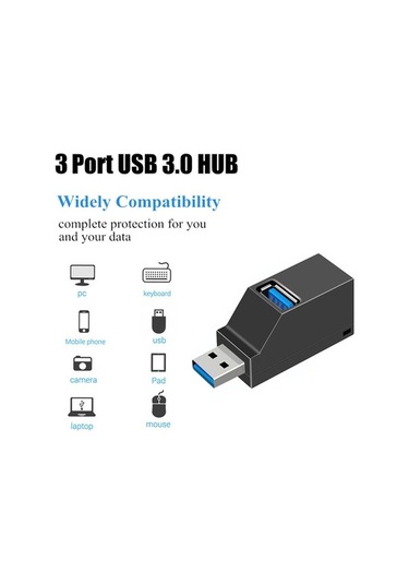 Fastbuy Usb 3.0 Ve 2.0 Hızlı 3 Portlu Genişletici Hub, Siyah, Taşınabilir, Çok Cihaz Kullanımı