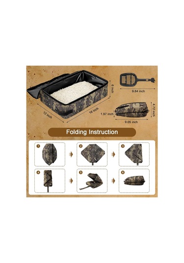 Kapalı Katlanır Taşınabilir Kedi Çöp Kutusu, 16 ' 12' 6 'inç, Zipper İle Katlanabilir Kedi Seyahat Çöp Kutusu, Sızıntı Yok, Hafif, Kullanımı Kolay Diğer