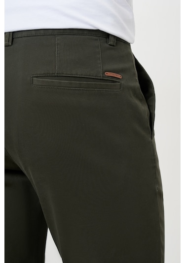 Morven Erkek Haki Yazlık Pileli Slim Fit Chino Pantolon Haki