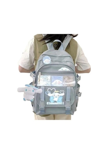 Goldenqian Sam Lise Öğrencisi Okul Çantası, Karikatür Kolye Ve 3 Kartlı Rozetle Şık U1kt7o Açık Mavi