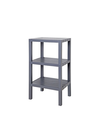 3 Katlı Dikey Raf Düzenleyici Plastik Raf Ünitesi Siyah, Kitaplık Gri