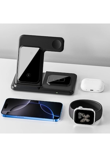 Xuweiwei Beyaz 3u 1 Arada Katlanabilir Kablosuz Sarj Standi İphone Uyumlu Samsung İwatch Airpods Pro İcin