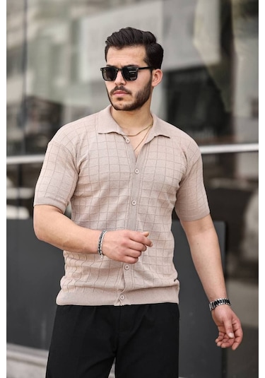 Tex Republic Erkek Krem Örme Kumaş Gömlek Krem