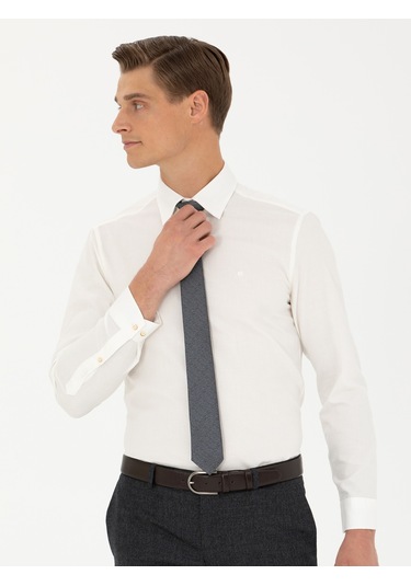 Cacharel Beyaz Slim Fit Uzun Kollu Klasik Gömlek 15841036