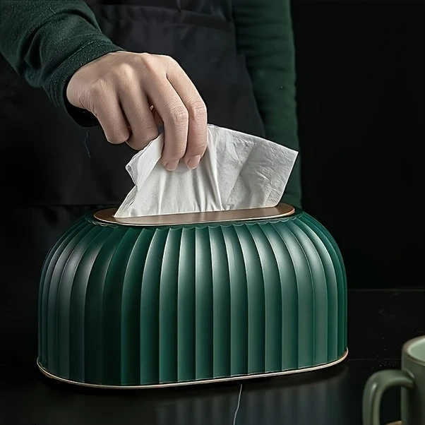 Cordial Yeşil Kutu: Modern Zarif Desenli Plastik Mendil Kutusu, Oturma Odası Ofis Yatak Odası Yeşil Kutu