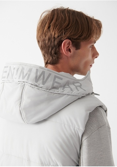 Mavi - Kapüşonlu Gri Yelek 0110089-70075 -556605409