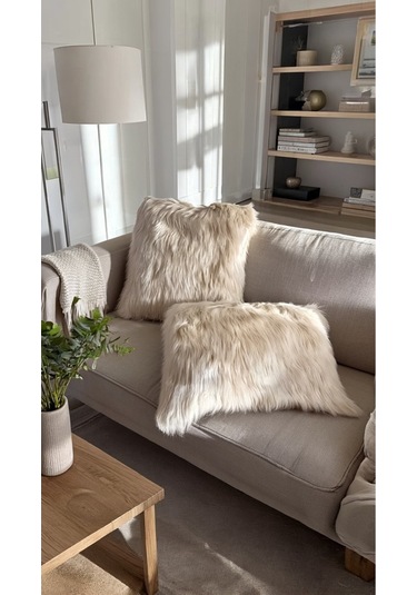 Home Yumuşak Dokulu Krem Bej Kare Kırlent Kılıfı 2 Li Set Çok Renkli