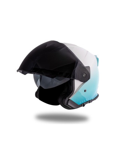 Palio 2.0 Deepsky Mavi-beyaz Güneş Vizörlü Açık Kask C1 Siyah