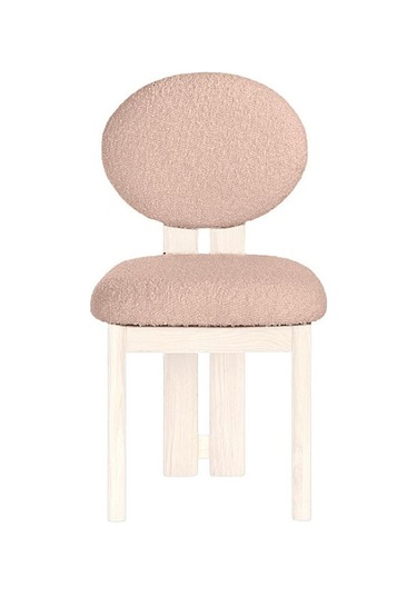 Coco İskandinav Teddy Natural Ahşap Bohem Sandalye Beyaz - Krem