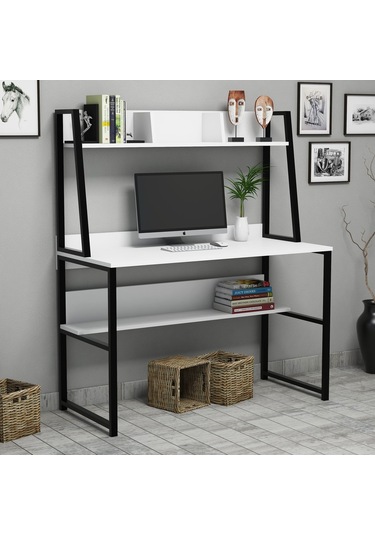Yesst Momento 120 Cm Raflı Çalışma Masası (447872214) Beyaz