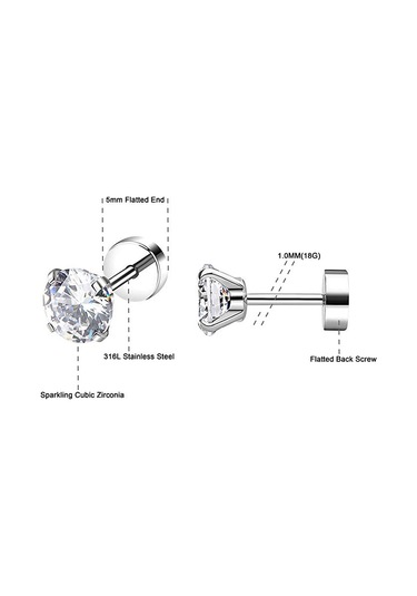 Ehediye Chavin Gri Çelik 4 Takım Taşlı Bayan Erkek Küpe Eb59By