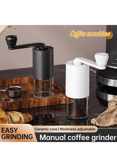 Trendooze Çok Fonksiyonlu El Krank Kahve İnce Öğütücü, Mini Beyaz-siyah Beyaz - Siyah