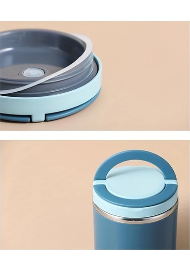 Chuangyinshop Mavi 21,3 Oz Paslanmaz Çelik Yemek Saklama Kabı Mavi