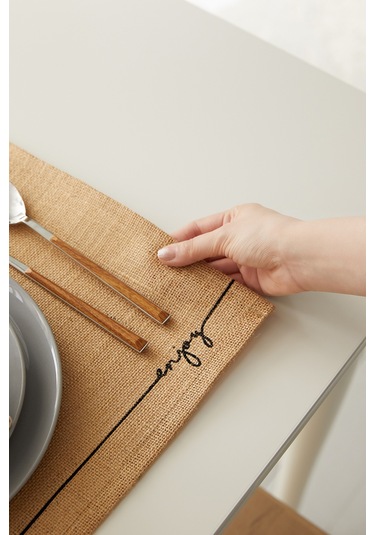 2 Adet Jüt Enjoy Baskılı Sofra Sunum Tabak Altlığı Supla Amerikan Servisi 45 x 35 CM