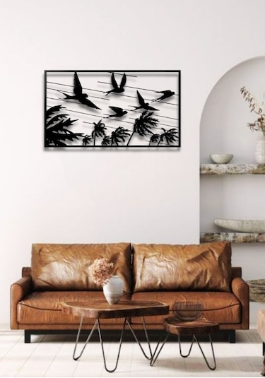 Modern Stil Kuşlar Metal Duvar Dekoru Tablo