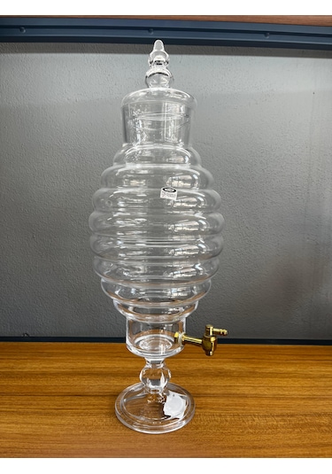 Lüks Musluklu Cam Lohusa Şerbetlik Damacana Sebil 5,50 Lt Kovan Şeffaf