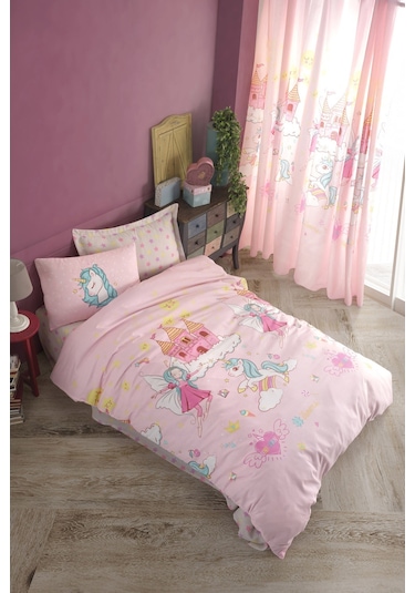 Eponj Home Kolay Ütülenir Nevresim Takımı Tek Kişilik Unicorn Dreams Pembe