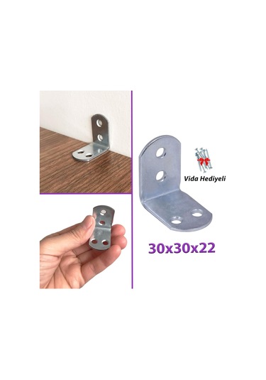 Mobilya Eşya Dolap Duvar Sabitleyici Köşe Bağlantı L Demir Gönye Deprem Güvenliği 30x30x22mm