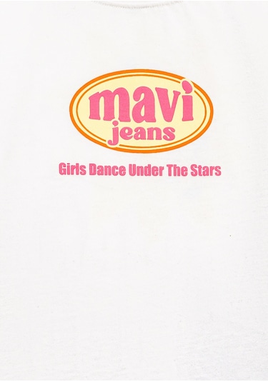 Mavi Gırls Just Wanna Have Fun Baskılı Tişört Krem
