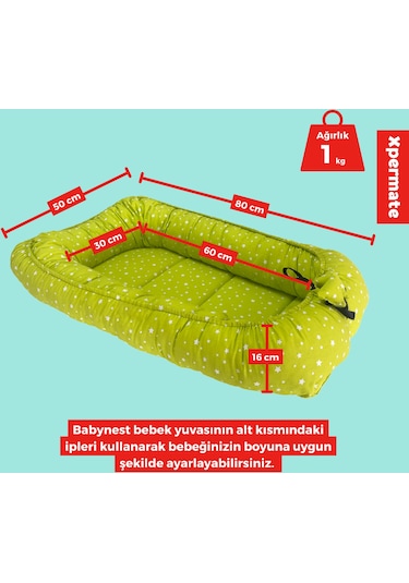 Xpermate Babynest,yenidoğan Bebek Yuvası,taşınabilir Yatak Yeşil