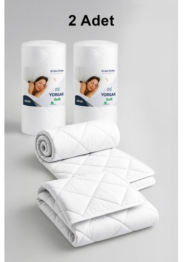 Niron Tek Kişilik Yorgan 2 Adet 155x215 Cm Mikrofiber Kumaş, 200 G/m² Silikon Elyaf Dolgu Beyaz