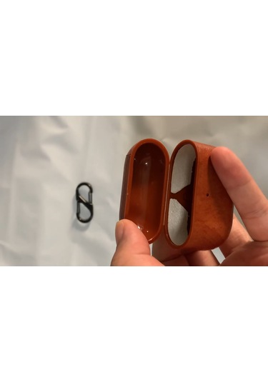 Airpods Pro 3 2025 Uyumlu Lüx Deri Suni Deri Kılıf 360 Koruma+kanca Açık Kahverengi