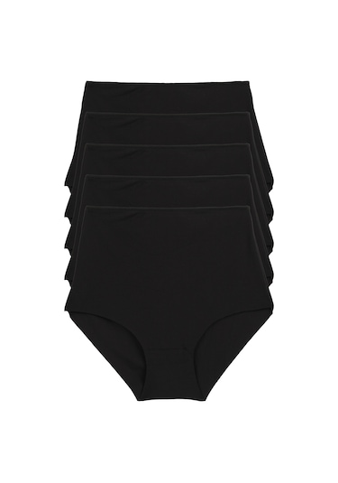 Kadın Külot Ekstra Yüksek Bel Lazer Kesim Esnek Iz Yapmayan 5 Li Paket Polyester Siyah