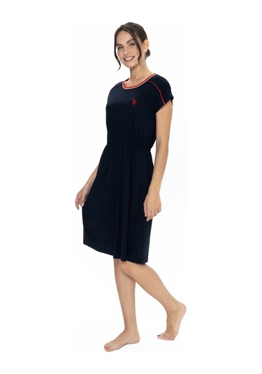 U.s. Polo Assn. 20008 Kadın Lacıvert Kısa Kollu Belden Büzgülü Gecelik Lacivert