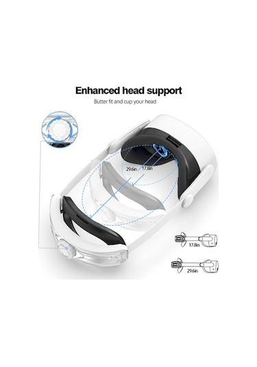 Tongxida Meta Quest 3s T2 Elite Kafa Bandı Gümüş, Abs + Sünger Yumuşak Yastık Ayarlanabilir, 17.8-29.6 İnç