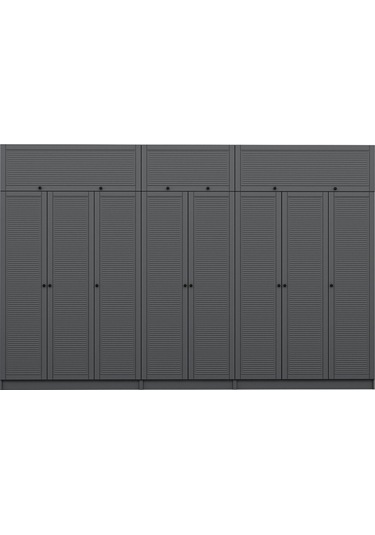 Kale 8 Mebran Panjur Kapaklı 4 Çekmeceli Dolap Ve Yüklük Antrasit 255cm Antrasit
