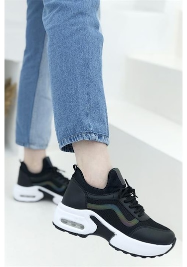 Konfores 1657 Anatomik Air Tabanlı Bayan Sneakers Ayakk Siyah Beyaz Siyah - Beyaz