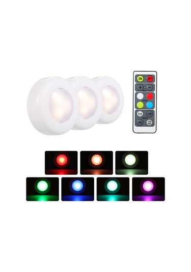 Skycity 3'lü Rgb Led Dolap Işıkları Kumanda İle Parlaklık Ve Zamanlama Ayarlı 3 Işık Modu Pil İle Çalışır Diğer